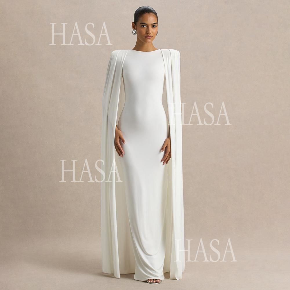 HASA HS6774 Luxury Long Sleeve Cape Style Bodycon Dress