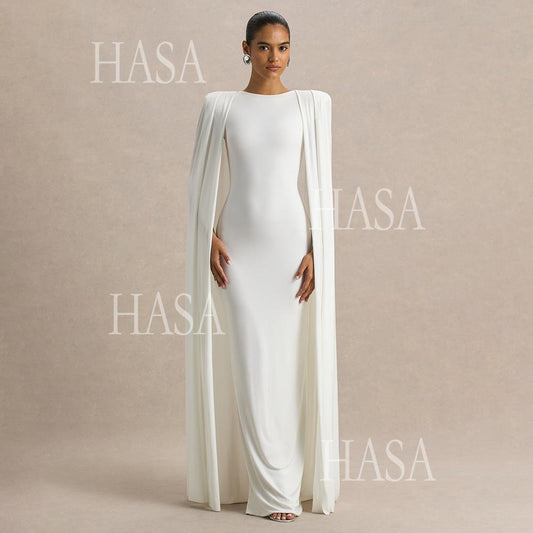 HASA HS6774 Luxury Long Sleeve Cape Style Bodycon Dress