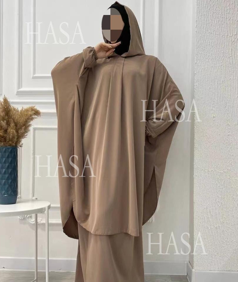 HS6583 Solid Color Long Robe Dress with Wide Swing Design