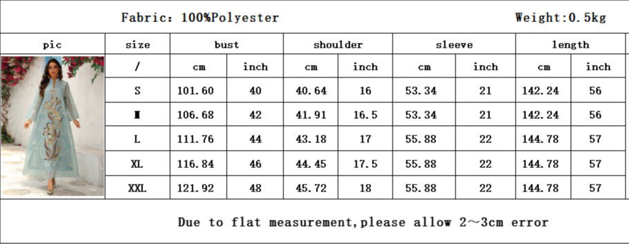 HS6657 Women's Long Robe Dress with Mesh Embroidery