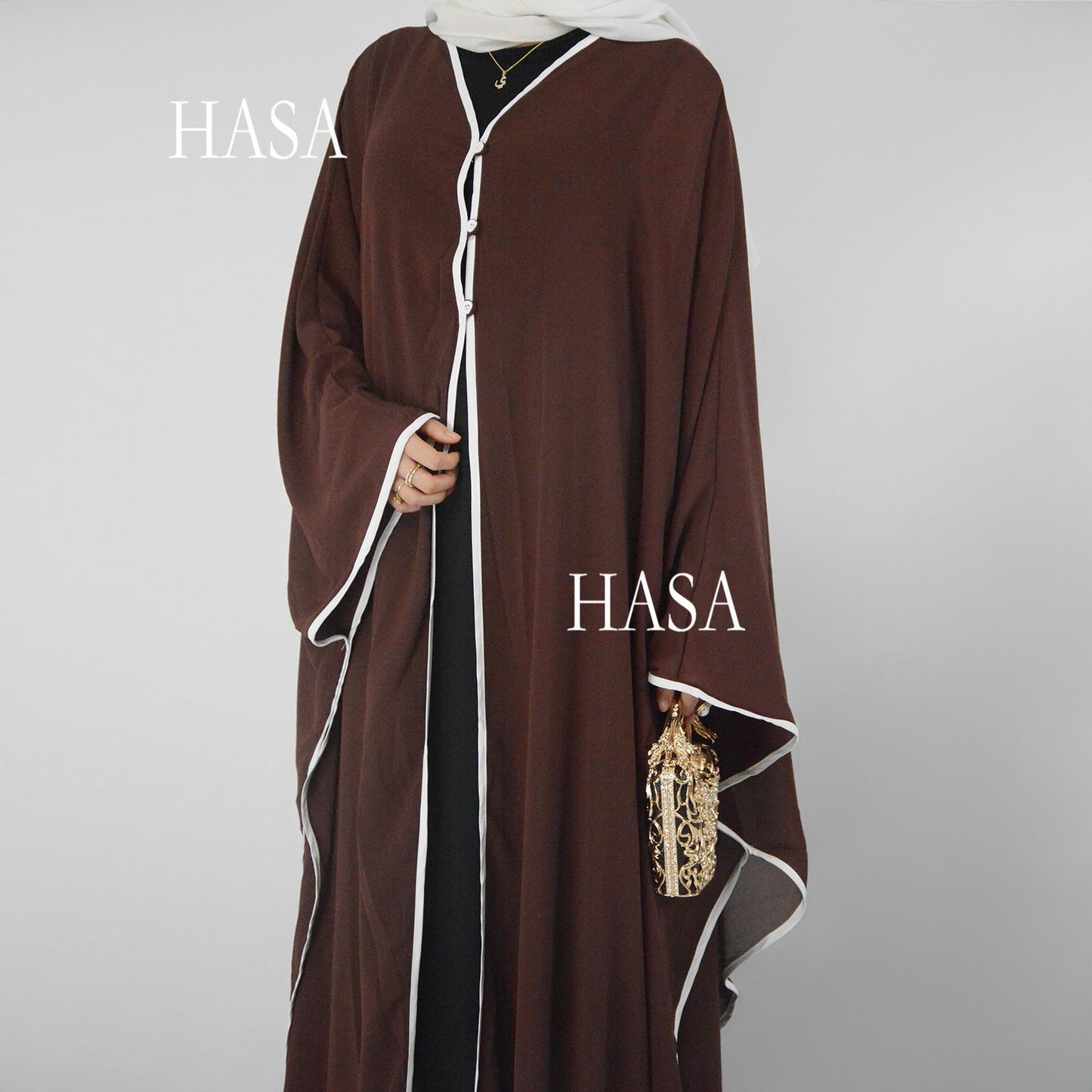 HS6325  One Size Chiffon Cover-Up with Batwing Sleeves and Button Front