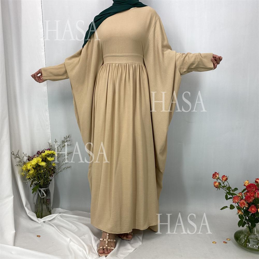 HS6586 Loose Turkish Pleated Dress, Fashionable Long Design