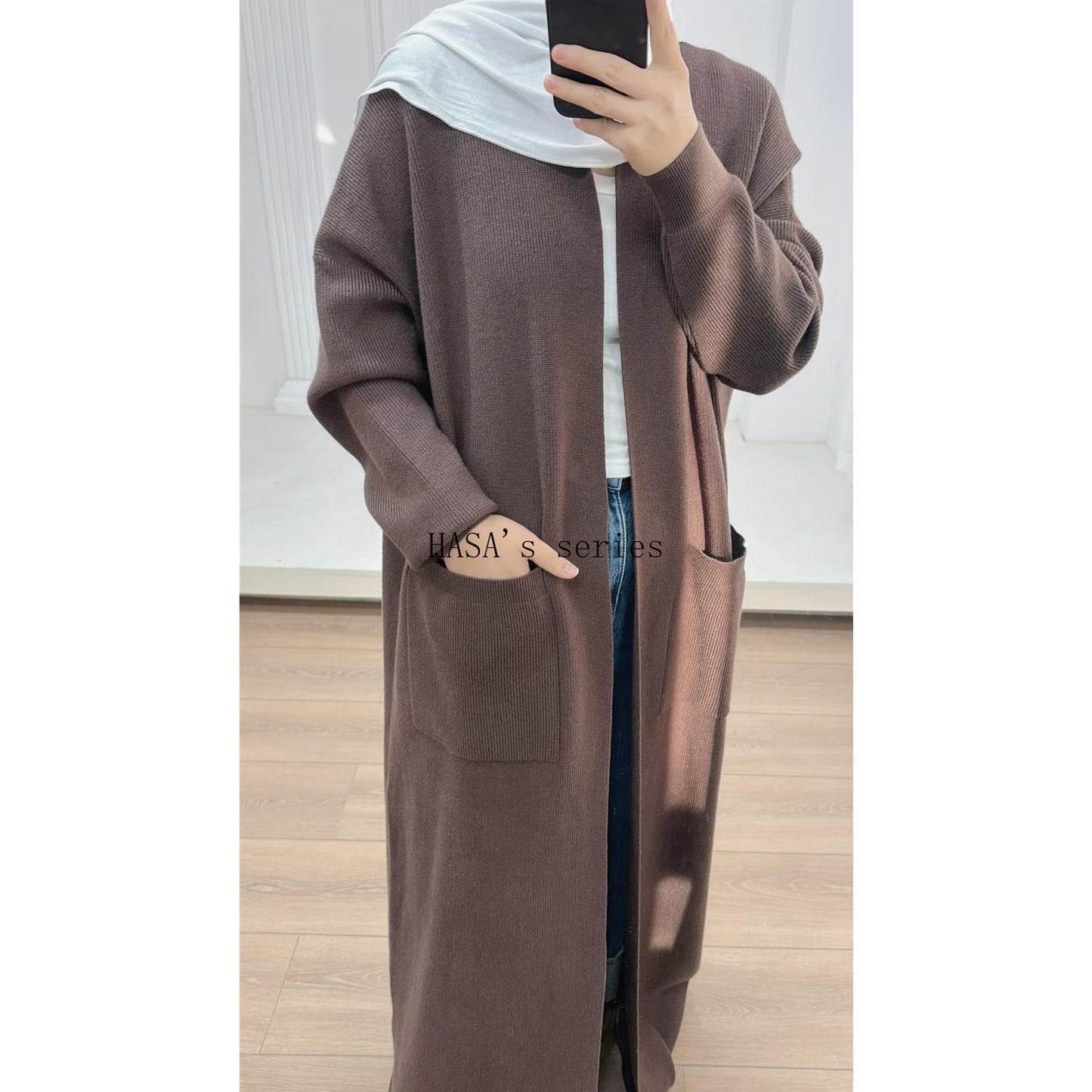 HS5439 Temperament Knitted Cardigan - Autumn and Winter Thick Loose Long Dress long  sleeve