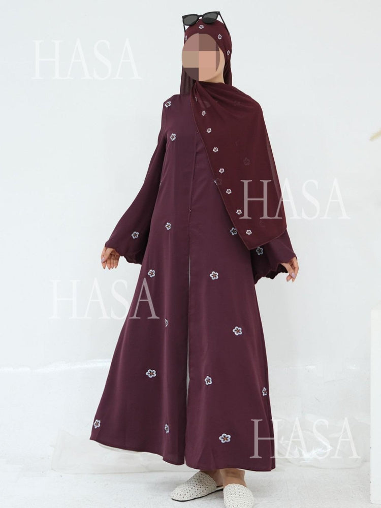 HS6612 All-over Embroidered Cardigan Two-piece Set