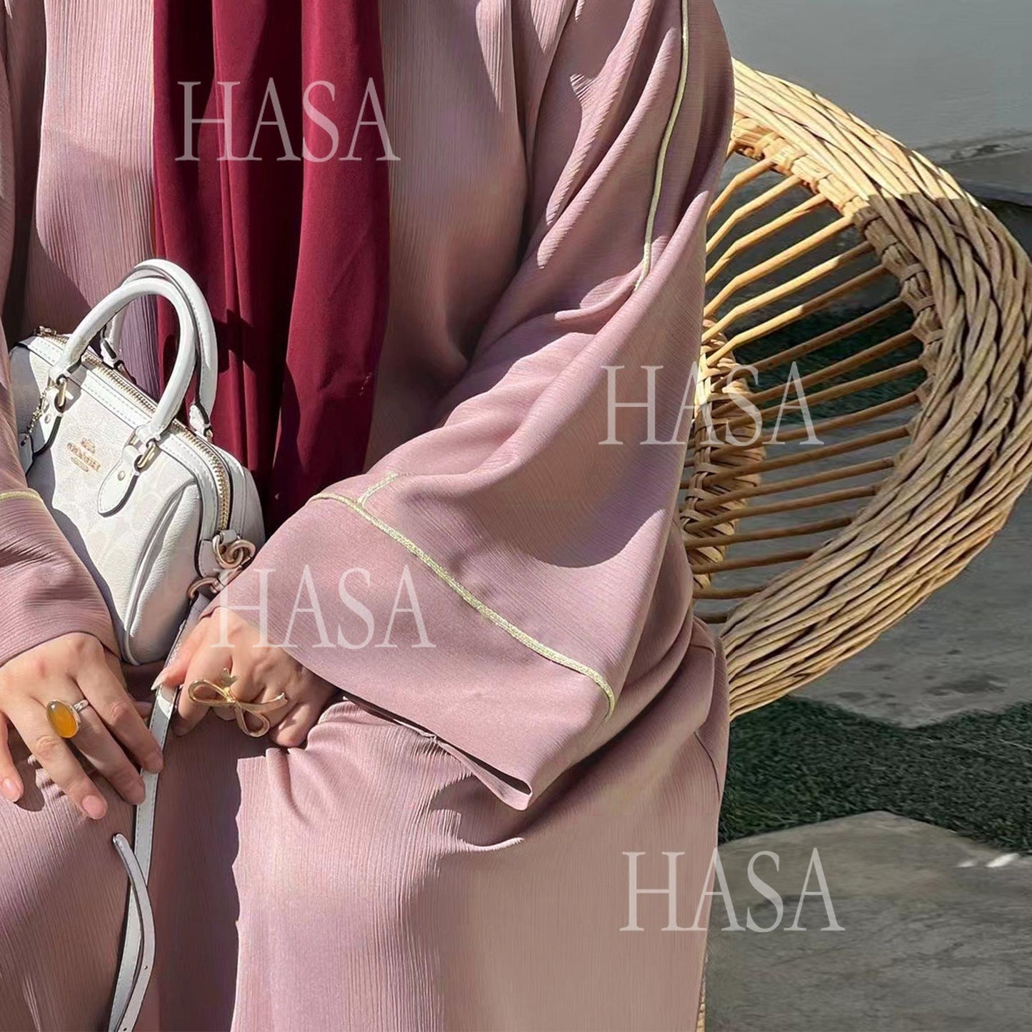 HS5876 Robe with Detailed Design and Gentle Texture for Daily Light Wear abayas
