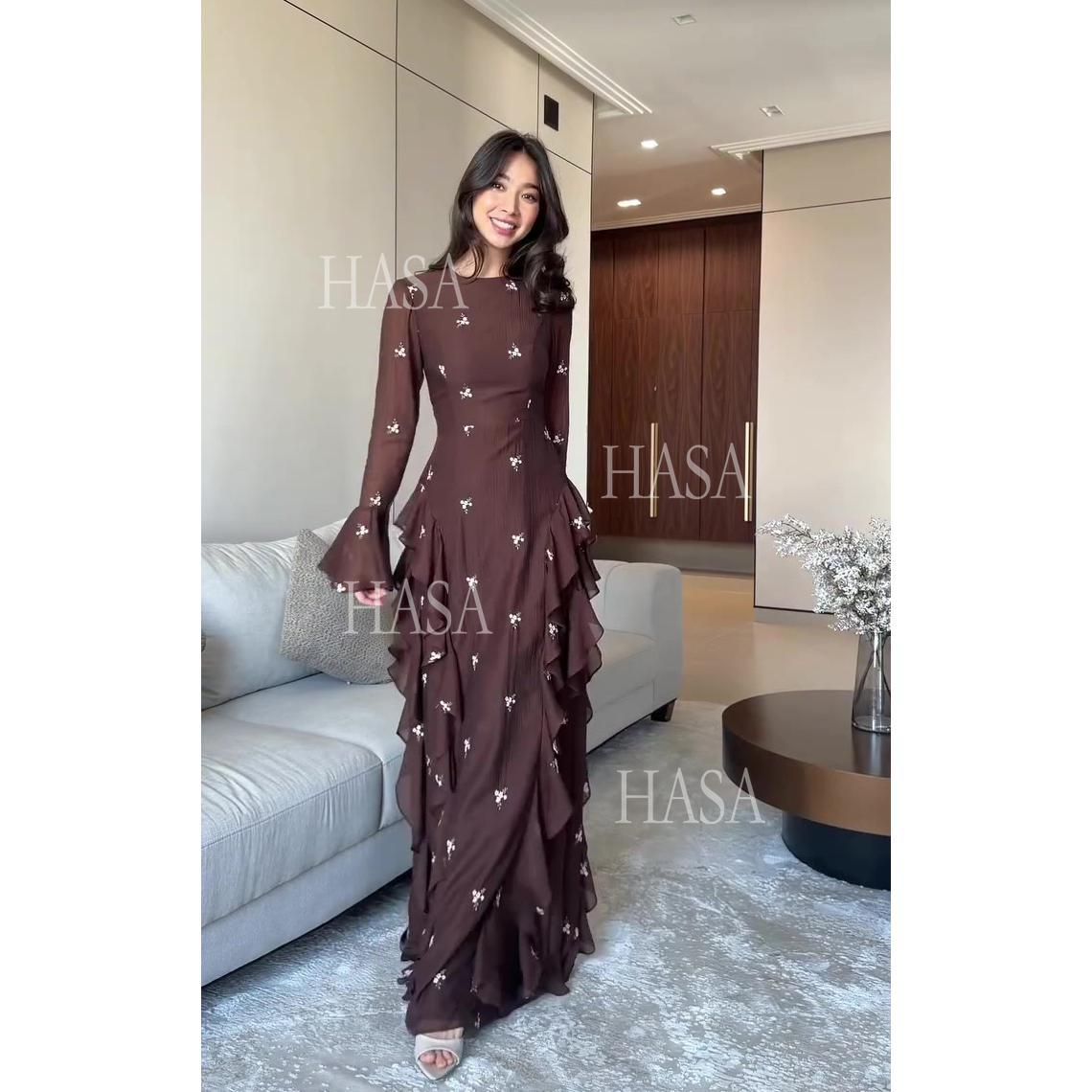 HASA HS6755 Soft Glam Layered Formal Dress