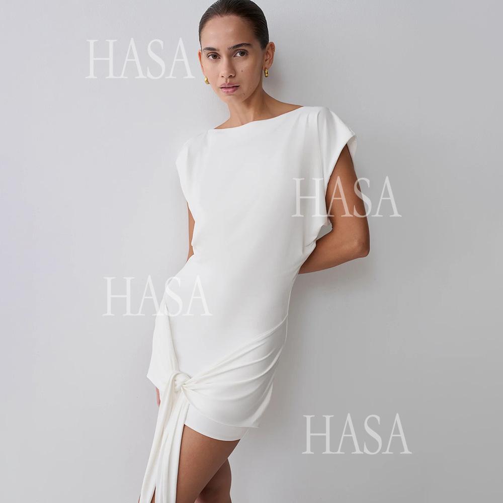 HASA HS6770 Minimal Chic Short Sleeve Mini Dress