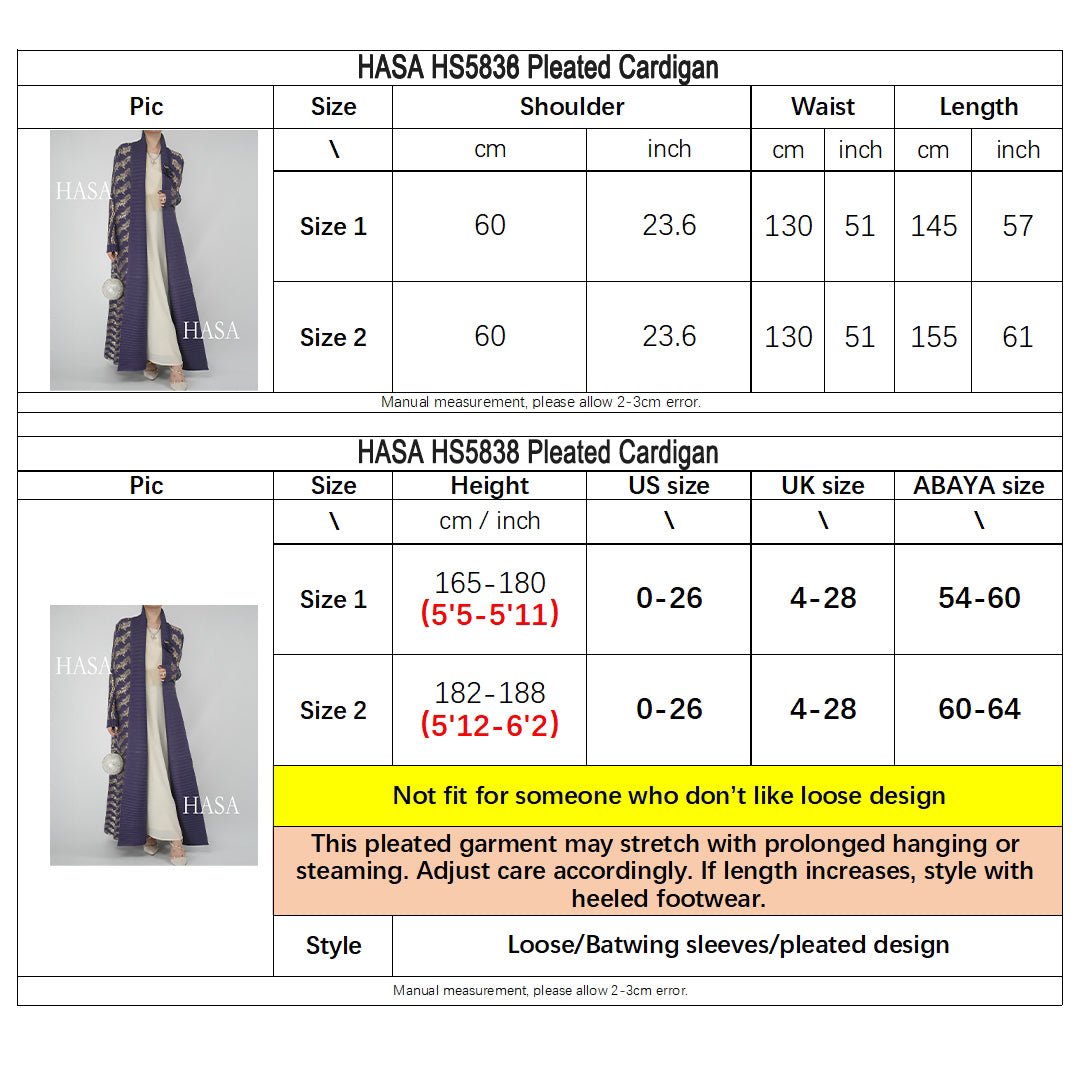 HS5838 Gold-stamped Pleated Long Cardigan with Belt