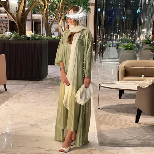 HS0410 كارديجان من الخرز بأكمام منفوخة وفستان بدون أكمام مع بدلة داخلية مكونة من قطعتين