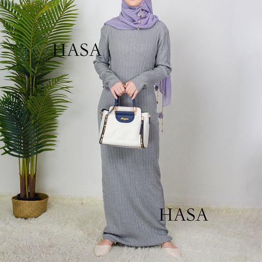 HS0111 solid color knitted pleated long dress elastic and soft muslim long dress