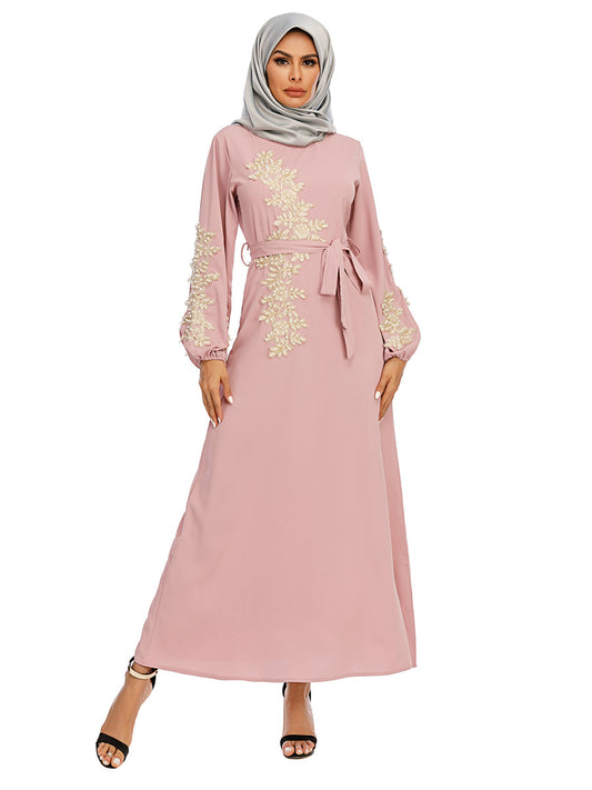 2022 New Muslim Robe Elegant and demure embroidered long maxi dress