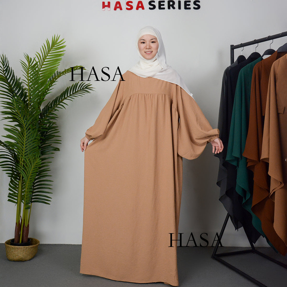 HS0429 Muslim OverSize Abaya with special Bubble sleeves for all body Shape