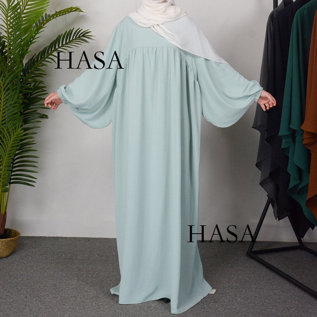 HS0429 Muslim OverSize Abaya with special Bubble sleeves for all body Shape