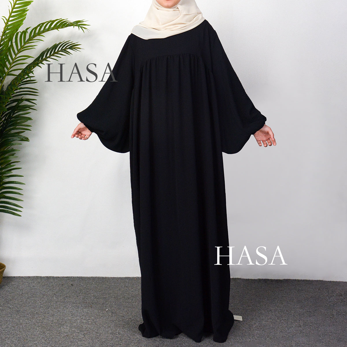 HS0429 Muslim OverSize Abaya with special Bubble sleeves for all body Shape