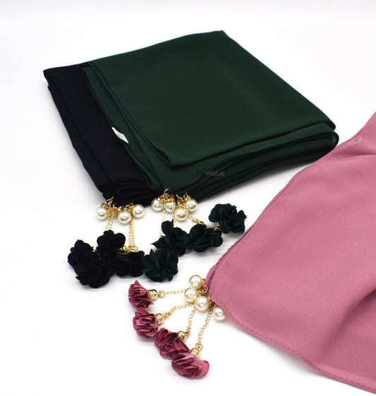 2022 New Style Pearl floral chiffon headband Hijab
