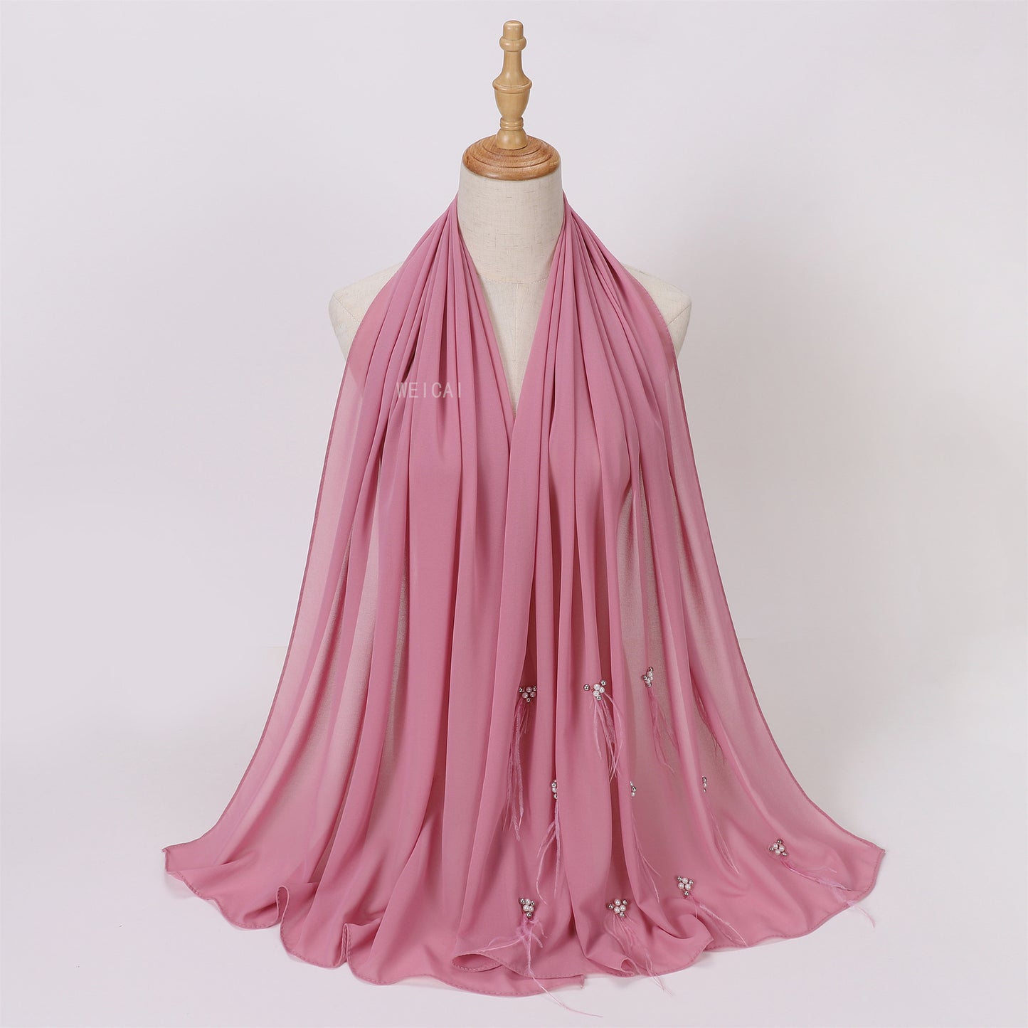 Bandeau en plumes d'autruche perlées en mousseline de soie de nouveau style 2022