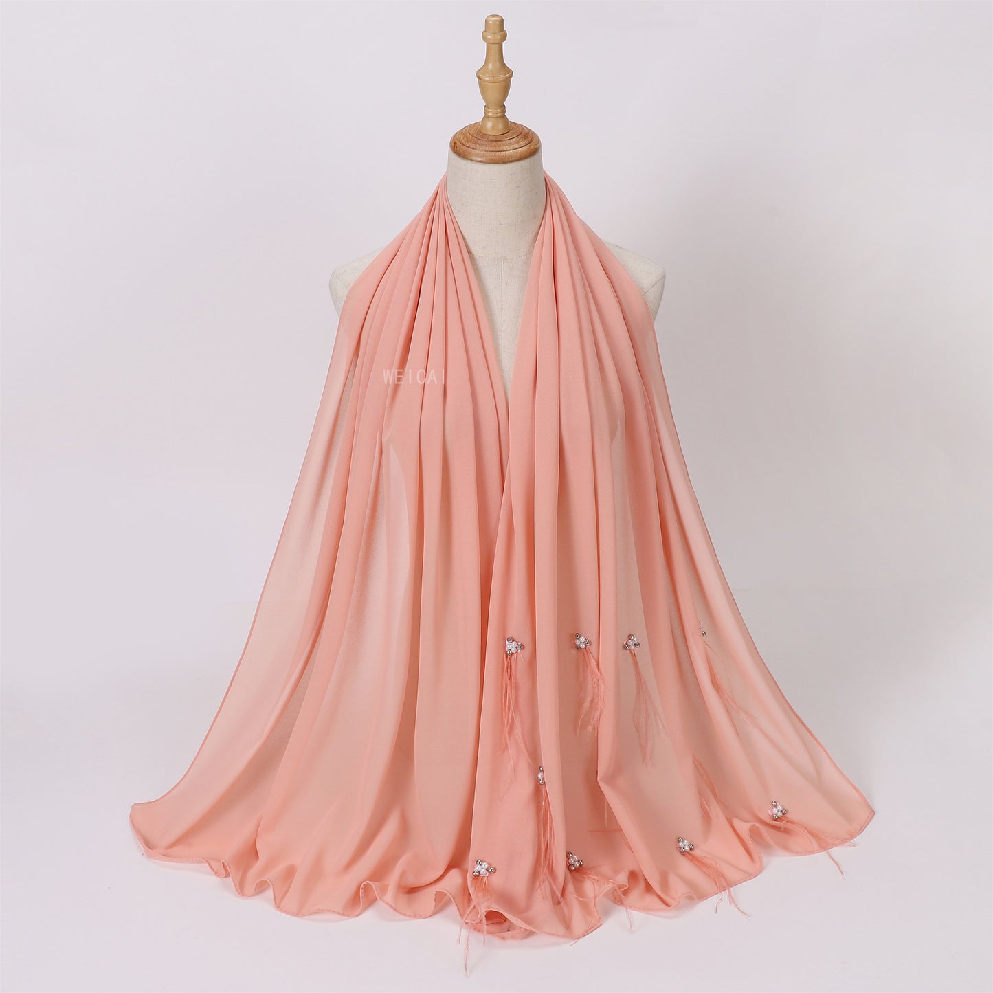 Bandeau en plumes d'autruche perlées en mousseline de soie de nouveau style 2022