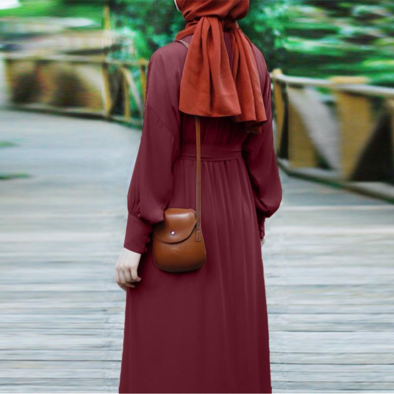 عباية إسلامية HS0272 بتصميم أزرار فستان طويل سادة