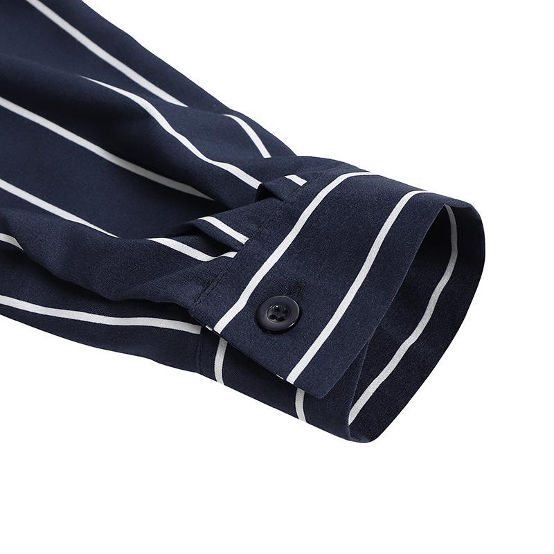 HS0270 Muslim Abaya Casual Temperament Women's Striped Blouse Maxi Dress