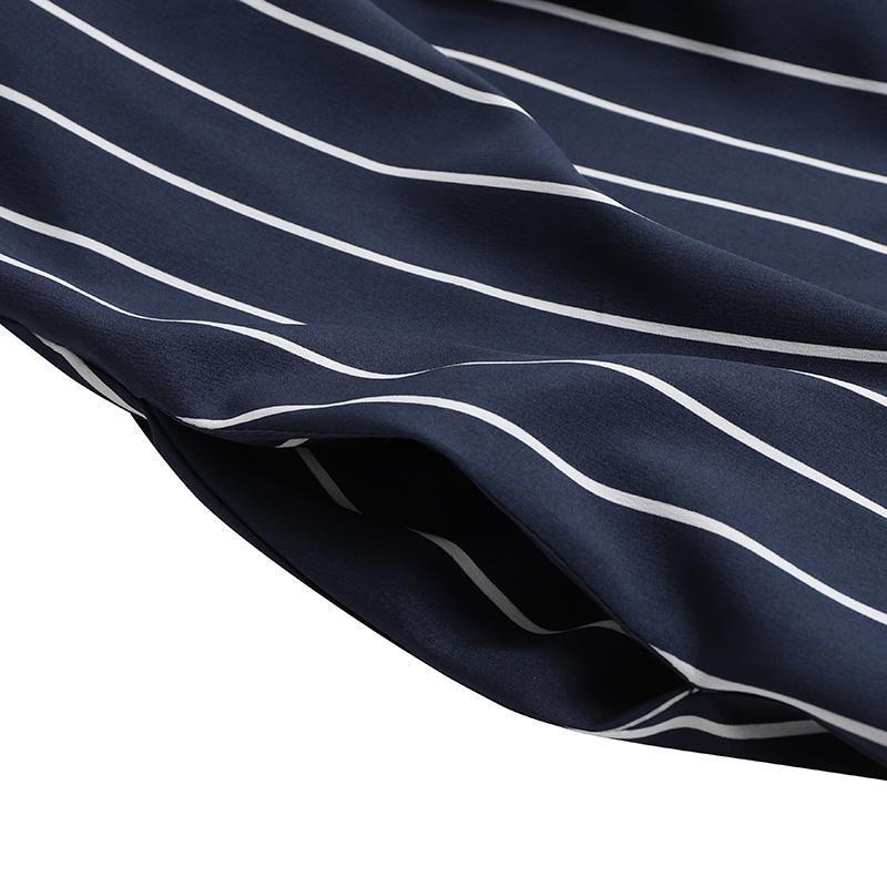 HS0270 Muslim Abaya Casual Temperament Women's Striped Blouse Maxi Dress