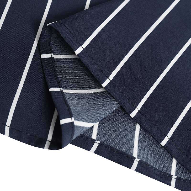 HS0270 Muslim Abaya Casual Temperament Women's Striped Blouse Maxi Dress