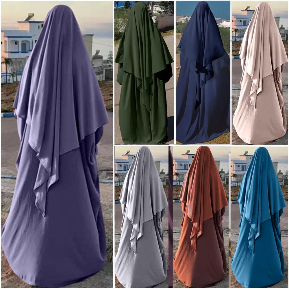 HS0195 رداء ذو ​​حاشية كبيرة بلون سادة وأكمام خفاش