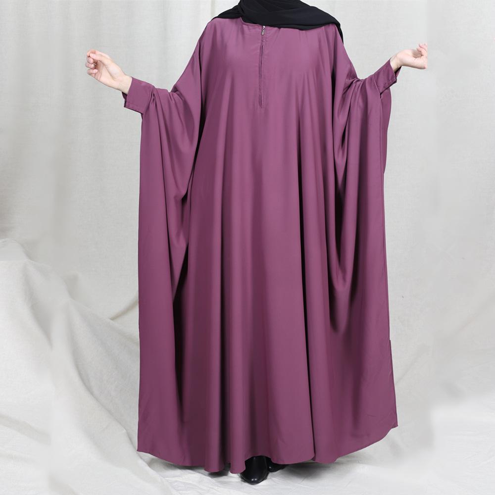 HS0195 رداء ذو ​​حاشية كبيرة بلون سادة وأكمام خفاش