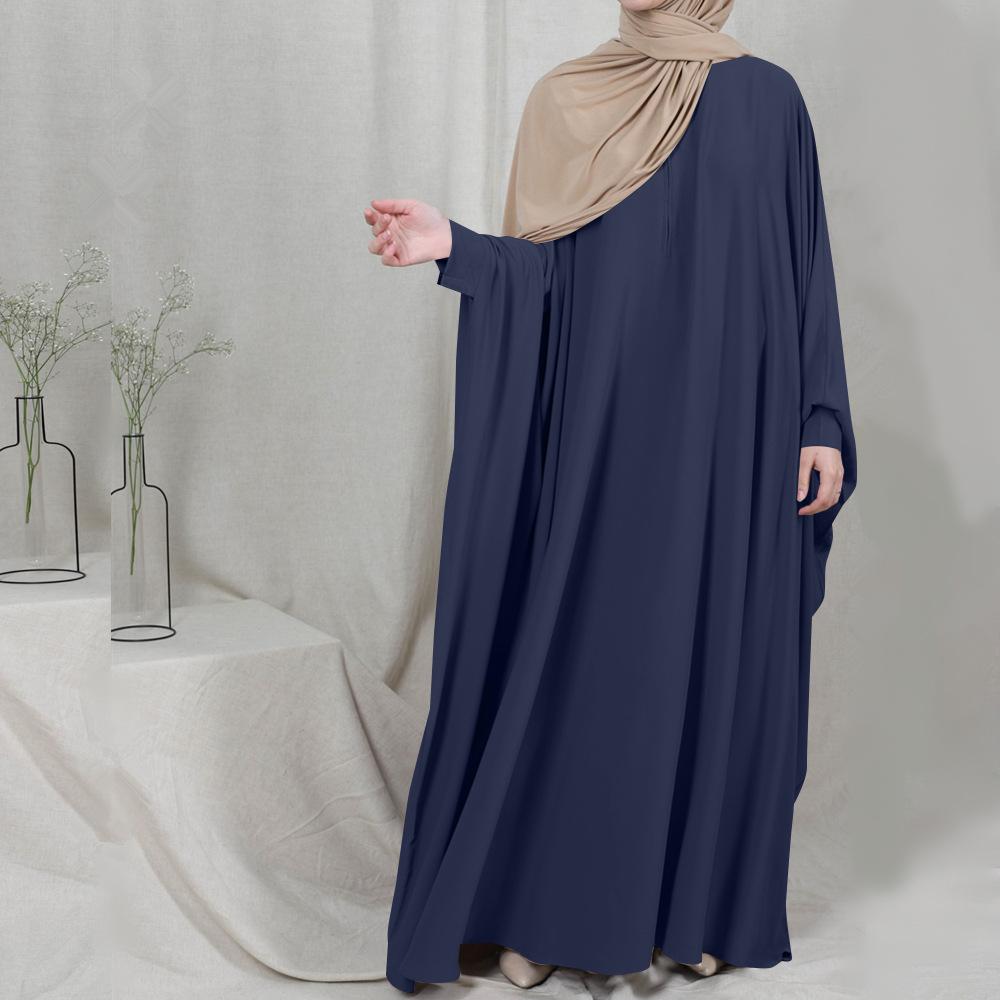 HS0195 رداء ذو ​​حاشية كبيرة بلون سادة وأكمام خفاش