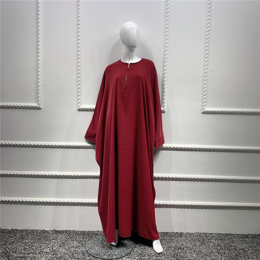 HS0195 رداء ذو ​​حاشية كبيرة بلون سادة وأكمام خفاش