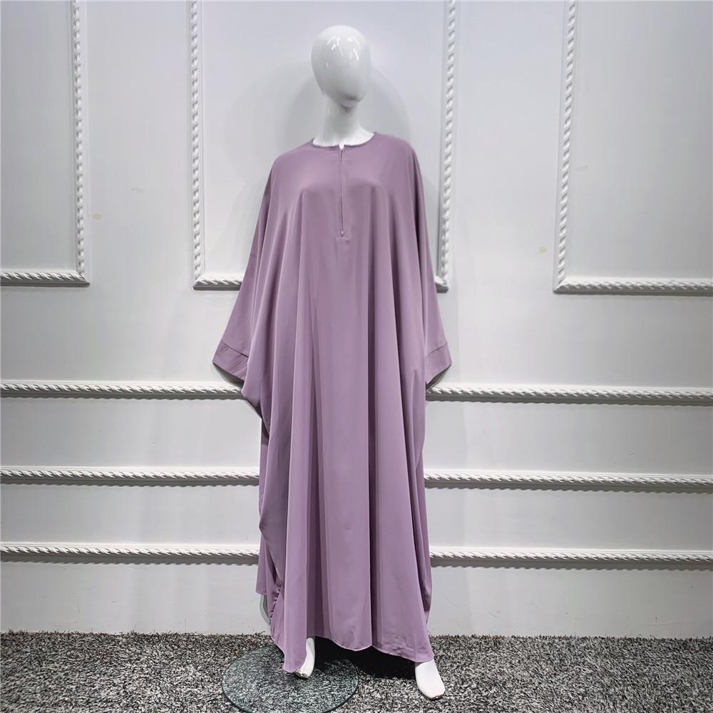HS0195 رداء ذو ​​حاشية كبيرة بلون سادة وأكمام خفاش
