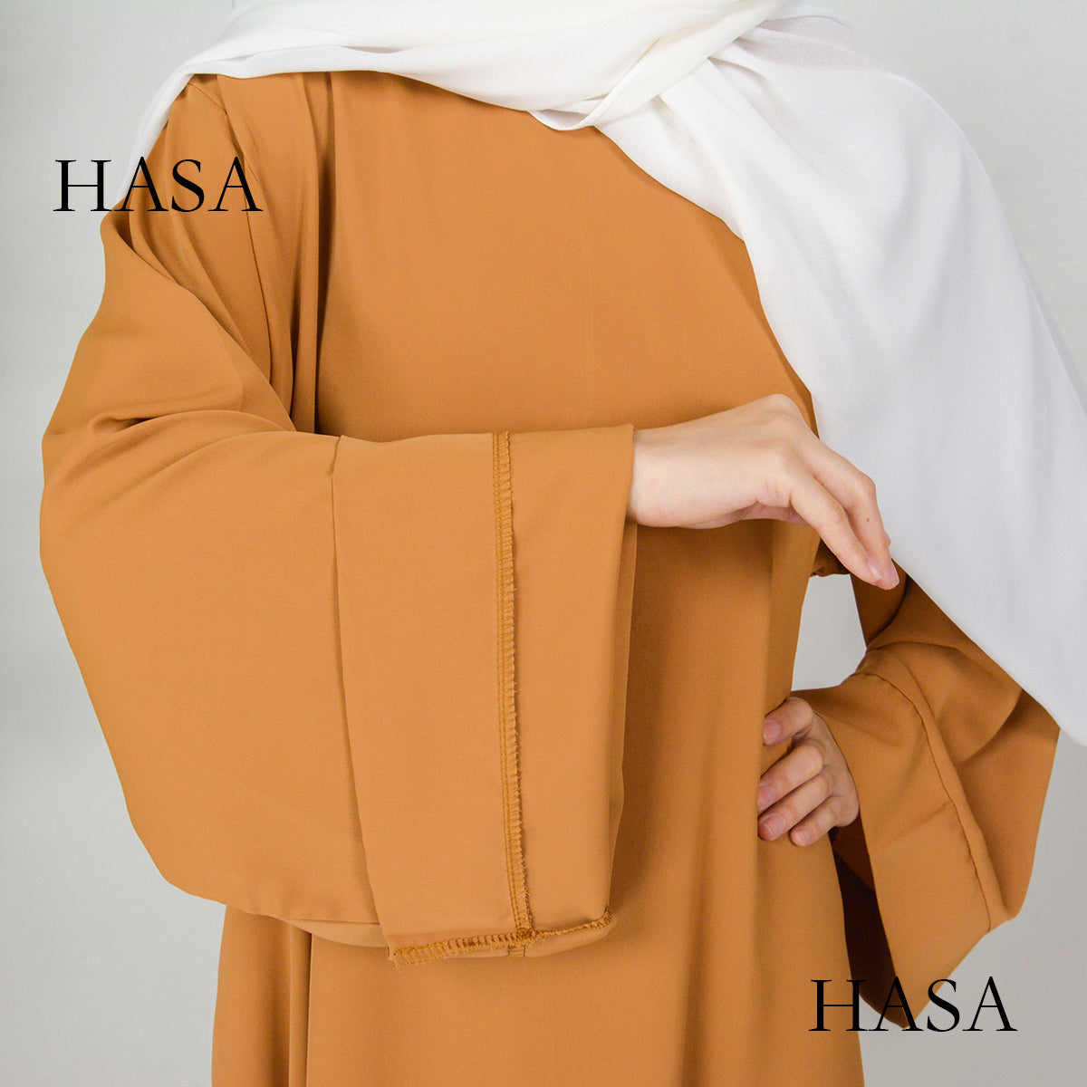 HS0610 [Senior Nida Fabric] Muslim Solid colours Abaya with two pockets  Detachable belt and back Zipper