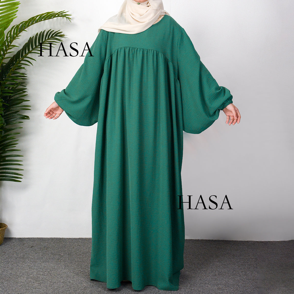 HS0429 Muslim OverSize Abaya with special Bubble sleeves for all body Shape