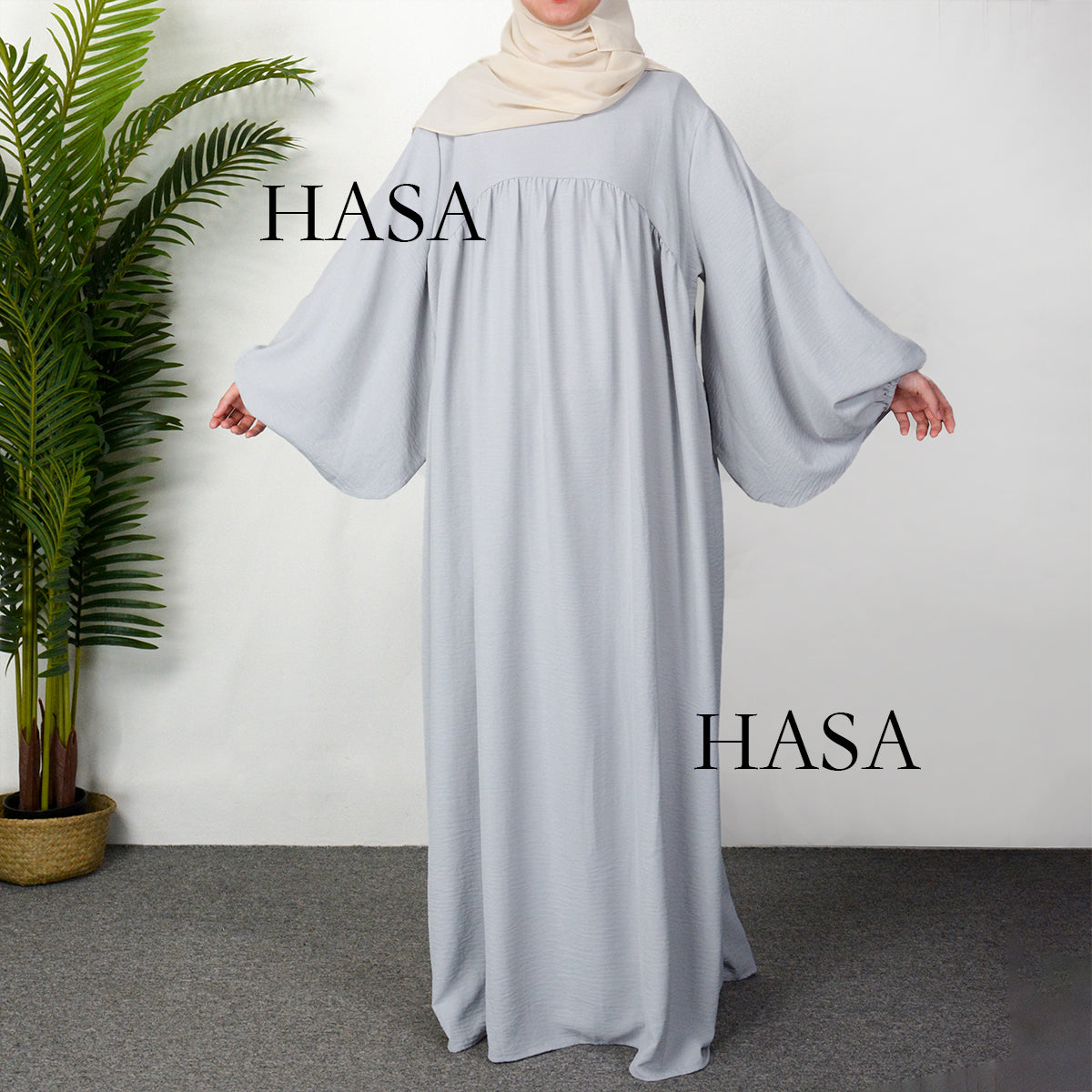 HS0429 Muslim OverSize Abaya with special Bubble sleeves for all body Shape