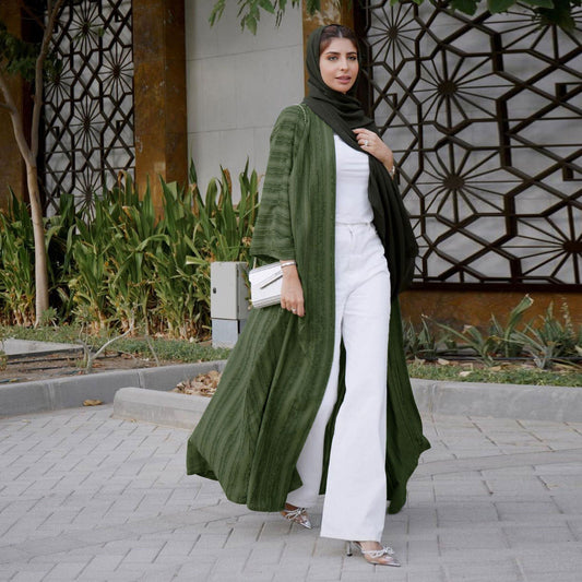 Solid color open abaya