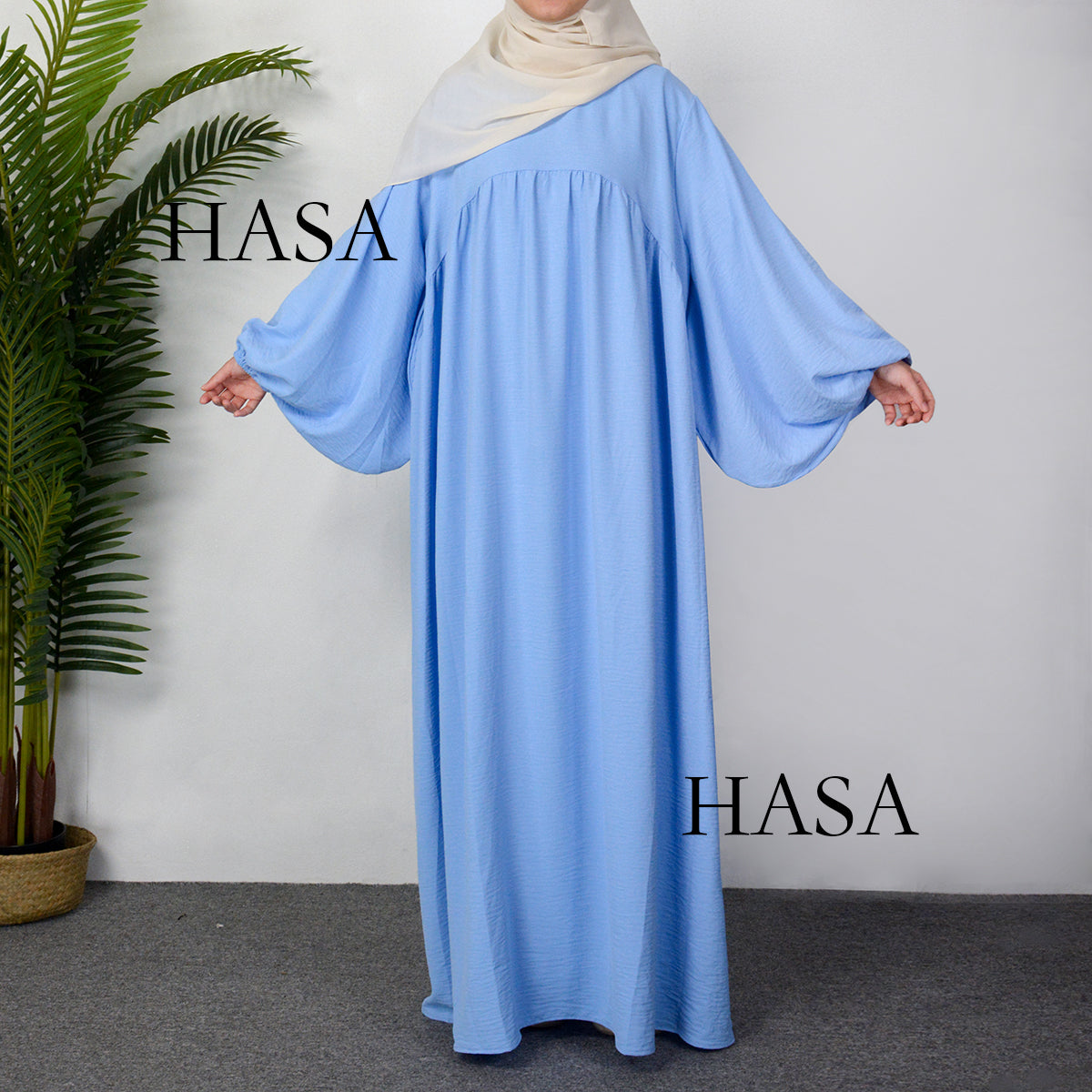 HS0429 Muslim OverSize Abaya with special Bubble sleeves for all body Shape