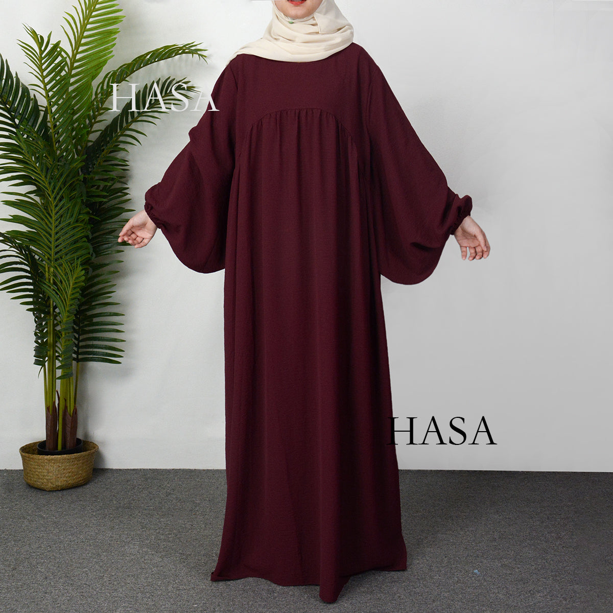 HS0429 Muslim OverSize Abaya with special Bubble sleeves for all body Shape