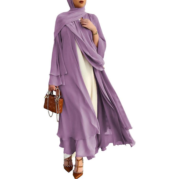 HS10073 Cardigan en mousseline de soie douce et fluide pour femme grande taille 