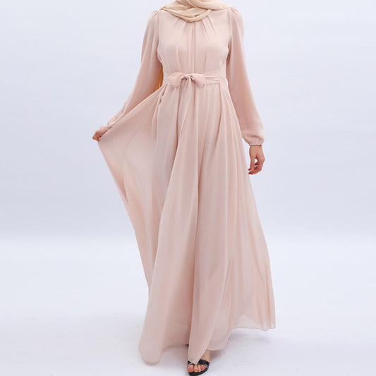 Robes longues en mousseline de soie d'été de couleur unie robes grande taille 